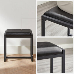 Songmics Dressing Table With Folding Mirror, 3 Pieces Set, Makeup Table With Padded Stool, 3 Drawers, Greige And Black - thumbnail 7
