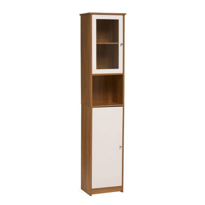 Orsina Stylish 2 Door Oak Effect Floor Standing Cabinet, Practical Display Cabinet, Slim Design Storage Unit - image 1