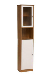 Orsina Stylish 2 Door Oak Effect Floor Standing Cabinet, Practical Display Cabinet, Slim Design Storage Unit - thumbnail 3