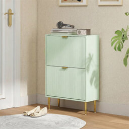 Light Green-2 Drawers Narrow Shoe Cabinet With Drawers And Adjustable Shelves - thumbnail 5