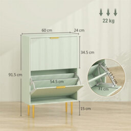 Light Green-2 Drawers Narrow Shoe Cabinet With Drawers And Adjustable Shelves - thumbnail 2