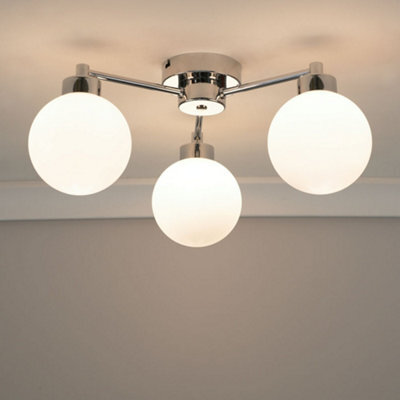 Valuelights Jonah 3 Way Polished Chrome Ceiling Light Fitting With Globe Shades - Led Bulbs Included - image 1