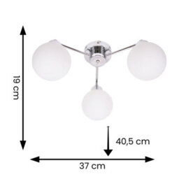 Valuelights Jonah 3 Way Polished Chrome Ceiling Light Fitting With Globe Shades - Led Bulbs Included - thumbnail 6