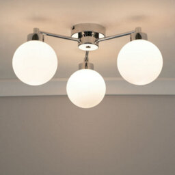 Valuelights Jonah 3 Way Polished Chrome Ceiling Light Fitting With Globe Shades - Led Bulbs Included - thumbnail 1