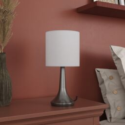 GoodHome Painswick Cylinder Satin White Nickel Effect Table Lamp - thumbnail 7