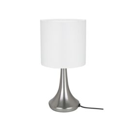 GoodHome Painswick Cylinder Satin White Nickel Effect Table Lamp - thumbnail 3