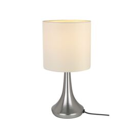 GoodHome Painswick Cylinder Satin White Nickel Effect Table Lamp - thumbnail 2