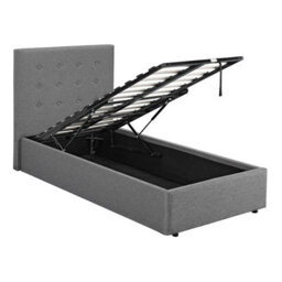 LPD Lucca Plus 3.0 Grey Single Ottoman Bed Linen Upholstery Button Headboard W110 L208 H113Cm - thumbnail 2