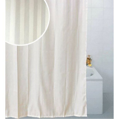 Blue Canyon Satin Stripe Design Polyester Shower Curtain White (1.8 X 1.8M)