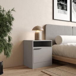 Urbn-Living Urbnliving 49.5Cm Height 2 Pcs 1-Door Bedside Grey Table Cabinet Nightstand Storage Shelf Unit Bedroom Furniture - thumbnail 2