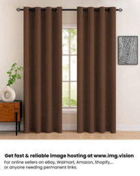 Nod Off Brown Blackout Eyelet Curtains Ring Top Thermal Curtains Ready Made Pair 90X54 Inches