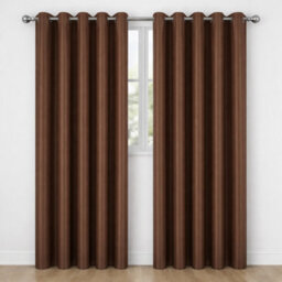 Nod Off Brown Blackout Eyelet Curtains Ring Top Thermal Curtains Ready Made Pair 90X54 Inches - thumbnail 6