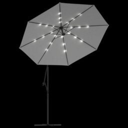Berkfield Hanging Parasol With Led Lighting 300 Cm Sand Metal Pole - thumbnail 5