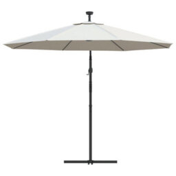 Berkfield Hanging Parasol With Led Lighting 300 Cm Sand Metal Pole - thumbnail 6