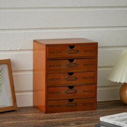 5 Drawers Wooden Organizer Unit Large Vintage Jewelry Cosmetics Desktop Box - thumbnail 4