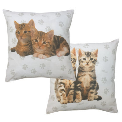 Cute Kittens Ollie Billy Pack Of 2 Cushion Covers, Rachael Hale Paw Print Meow Cat Duo - image 1