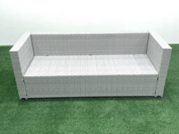 Fimous 5 Seater Rattan Garden Furniture Set 3 Seater Sofa 2 Chair Square Coffee Table Side Table Light Grey - thumbnail 4