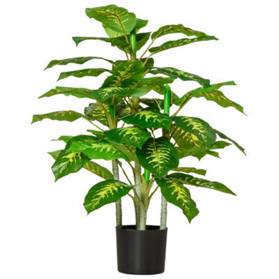 Artificial Calathea Plant, 95 Cm Tall, Cement Pot - Indoor Use - image 1