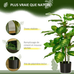 Artificial Calathea Plant, 95 Cm Tall, Cement Pot - Indoor Use - thumbnail 6