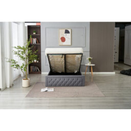 Home Treats Ottoman Bed Frame Double High Headboard Storage Bed  - Pocket Sprung Mattress - thumbnail 5