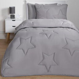 OHS Coverless Duvet 7.5 Tog Pillowcase Quilt Star Bedding Set, Grey - Double - thumbnail 5