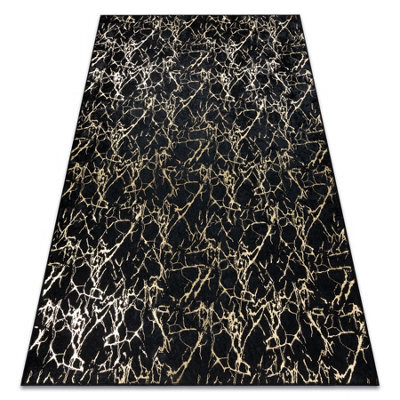 RugsX Miro 11111.2106 Washing Carpet Marble, Glamour Anti-Slip - Black / Gol  200X290 Cm - image 1