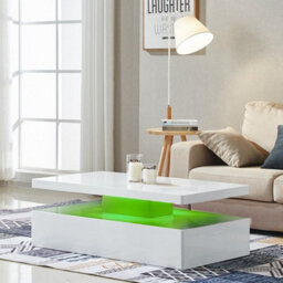 Furniture in Fashion Quinton High Gloss Coffee Table In White With Led Lights - thumbnail 3