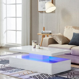 Furniture in Fashion Quinton High Gloss Coffee Table In White With Led Lights - thumbnail 5