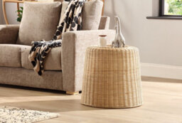 Desser Woven Round Natural Rattan Side Table With Glass Top - thumbnail 4