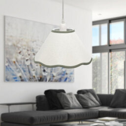 First Choice Lighting Set Of 2 Libby - Natural Linen Sage Green Trim 27Cm Pendant Lamp Shade - thumbnail 5