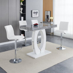 Furniture in Fashion Halo Melange High Gloss Bar Table With 4 Ripple White Stools