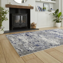 Blue Modern Abstract Easy To Clean Dining Room Bedroom & Living Room Rug-120Cm X 170Cm - thumbnail 2