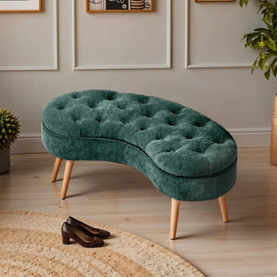 Green Storage Bench Removable Lid Storage Ottoman Bed End Stool Window Seat - image 1