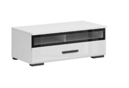 Impact Furniture Small Tv Stand With Drawer Glass Storage Cabinet White Gloss 100Cm Unit For Up 40 Inch Tv Assen