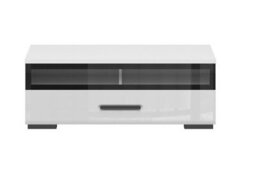 Impact Furniture Small Tv Stand With Drawer Glass Storage Cabinet White Gloss 100Cm Unit For Up 40 Inch Tv Assen - thumbnail 3