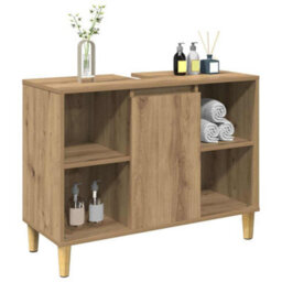 Walplus Bathroom Cabinet Artisian Oak 80X33X60 Cm Engineered Wood - thumbnail 4