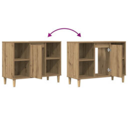 Walplus Bathroom Cabinet Artisian Oak 80X33X60 Cm Engineered Wood - thumbnail 8