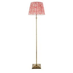 Luminosa Lighting Luminosa Lille Antique Brass Plate Floor Lamp With Coral Pink Fabric Ikat Shade 40Cm B22 - thumbnail 6
