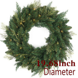 Amorly Christmas Wreath Pre-Lit 19.68 Inch With Light & Pine Cone,  Wreath For Christmas Decoration Door Windows Wall - thumbnail 2