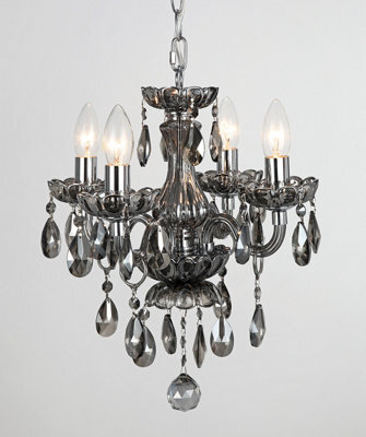Luminosa Lighting Luminosa Rodeo Smoke Crystal 4 Arm Chandelier