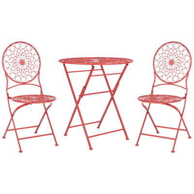 Beliani Bistro Set Folding Scario Metal Red - image 1