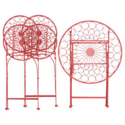 Beliani Bistro Set Folding Scario Metal Red - thumbnail 8