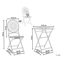 Beliani Bistro Set Folding Scario Metal Red - thumbnail 3