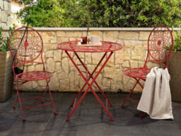 Beliani Bistro Set Folding Scario Metal Red - thumbnail 2
