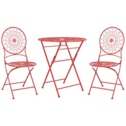 Beliani Bistro Set Folding Scario Metal Red - thumbnail 1