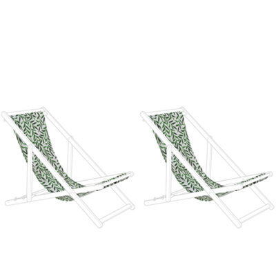 Beliani Set Of 2 Sun Lounger Replacement Fabrics Anzio/avellino 113 X 44 Cm Green - image 1