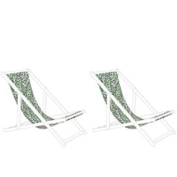 Beliani Set Of 2 Sun Lounger Replacement Fabrics Anzio/avellino 113 X 44 Cm Green