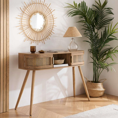 Rattan Console Table Birlea Sark Hall Table Dressing Table Brown Oak - image 1