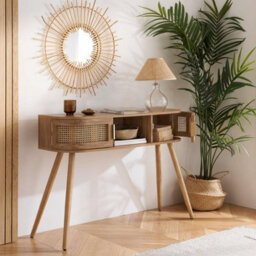 Rattan Console Table Birlea Sark Hall Table Dressing Table Brown Oak - thumbnail 2