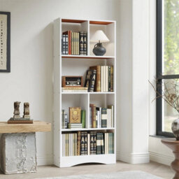 4 Tier Slim Bookcase Narrow Storage Shelf Freestanding Display Unit Space Saving - thumbnail 4